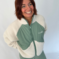 Load image into Gallery viewer, r.e.b.l Stone & Sage Full Zip Teddy Jacket