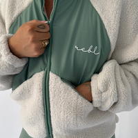 Load image into Gallery viewer, r.e.b.l Stone & Sage Full Zip Teddy Jacket