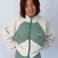 Load image into Gallery viewer, r.e.b.l Stone & Sage Full Zip Teddy Jacket