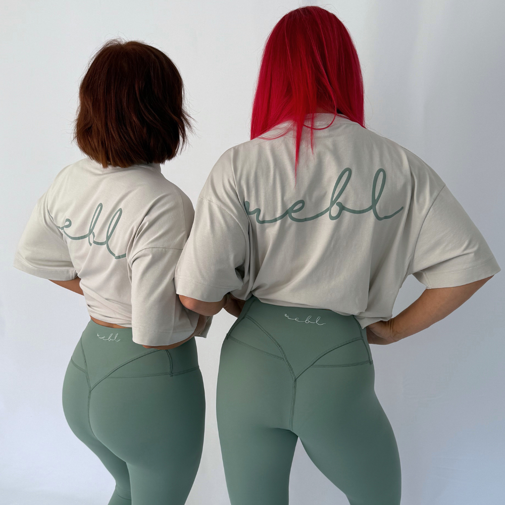 r.e.b.l Stone & Sage Crewneck 'Boxy Edit' Crop T-Shirt