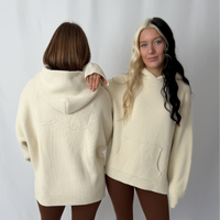 Load image into Gallery viewer, r.e.b.l Knit Hoodie in Stone
