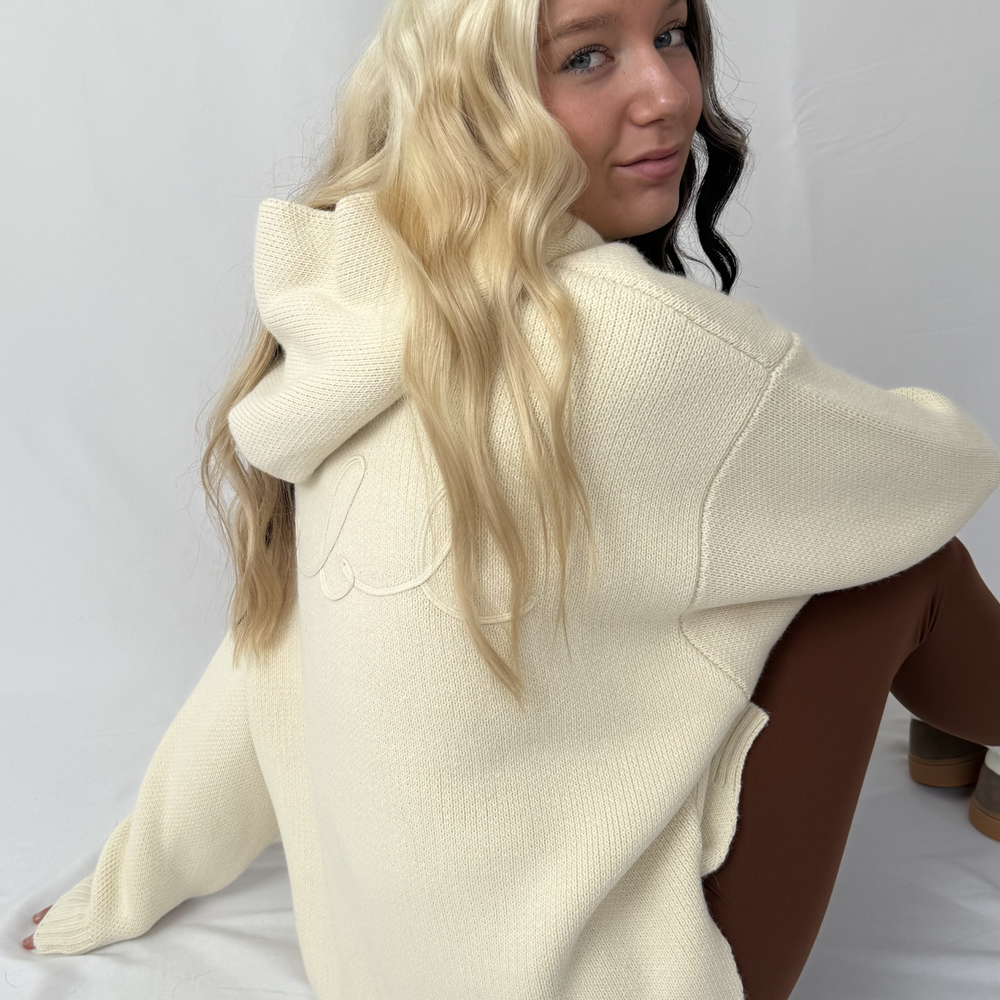 r.e.b.l Knit Hoodie in Stone