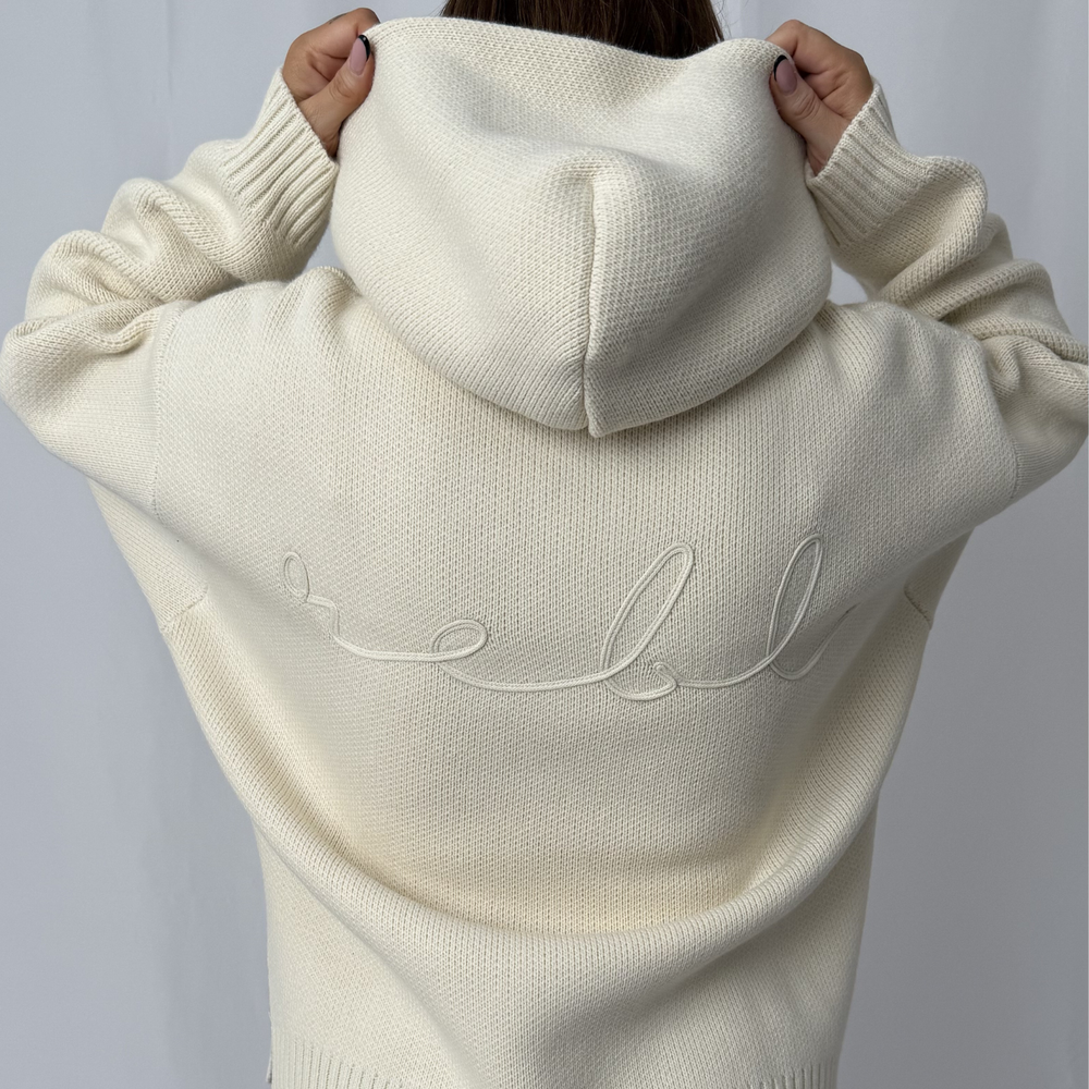 r.e.b.l Knit Hoodie in Stone