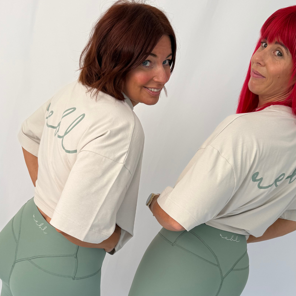 r.e.b.l Stone & Sage Crewneck 'Boxy Edit' Crop T-Shirt