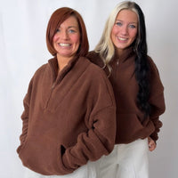 Load image into Gallery viewer, r.e.b.l Teddy Quarter Zip - Tiramisu
