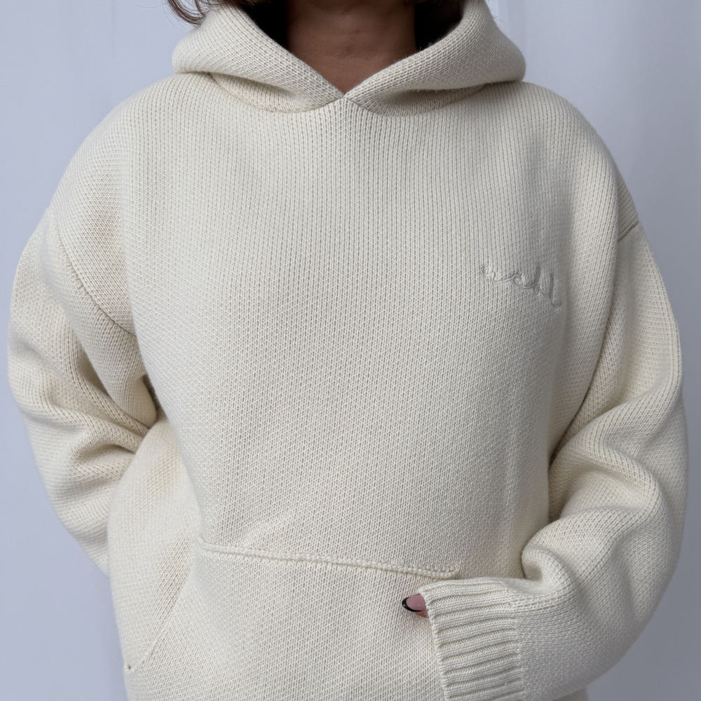 r.e.b.l Knit Hoodie in Stone