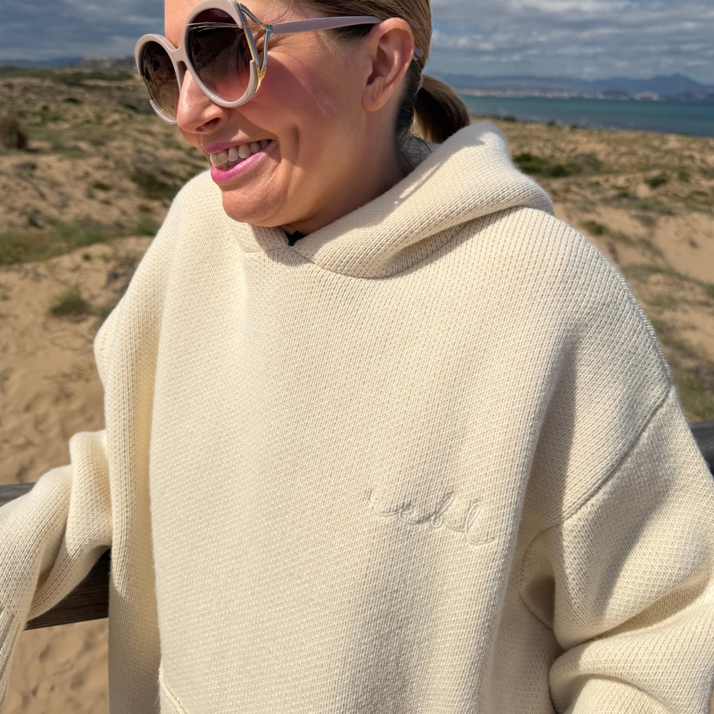 r.e.b.l Knit Hoodie in Stone