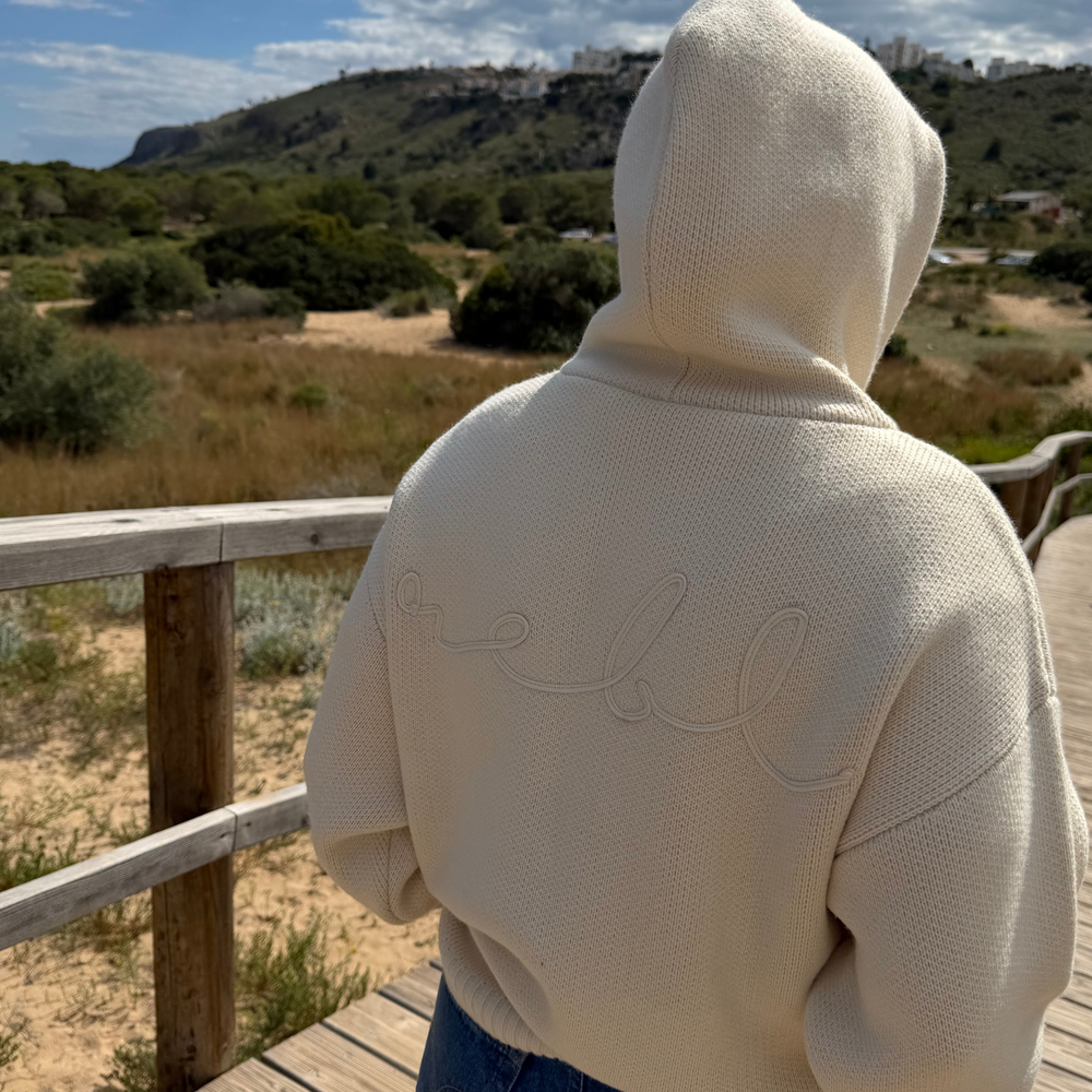 r.e.b.l Knit Hoodie in Stone