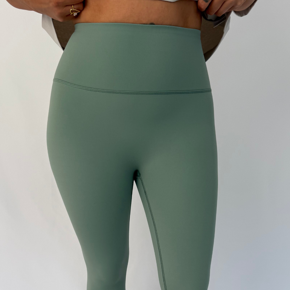 ButterSilk r.e.b.l Sage with Stone Logo High Waisted Contour Seam Leggings
