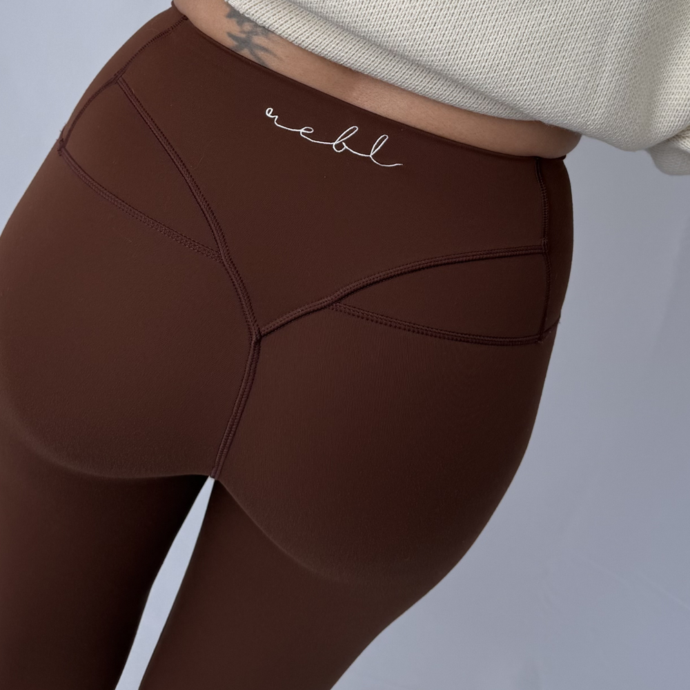 ButterSilk r.e.b.l Tiramisu with Stone Logo High Waisted Contour Seam Leggings