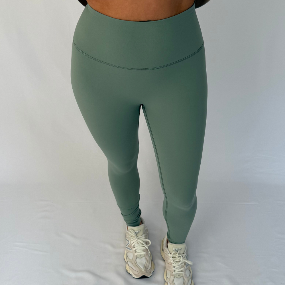 ButterSilk r.e.b.l Sage with Stone Logo High Waisted Contour Seam Leggings