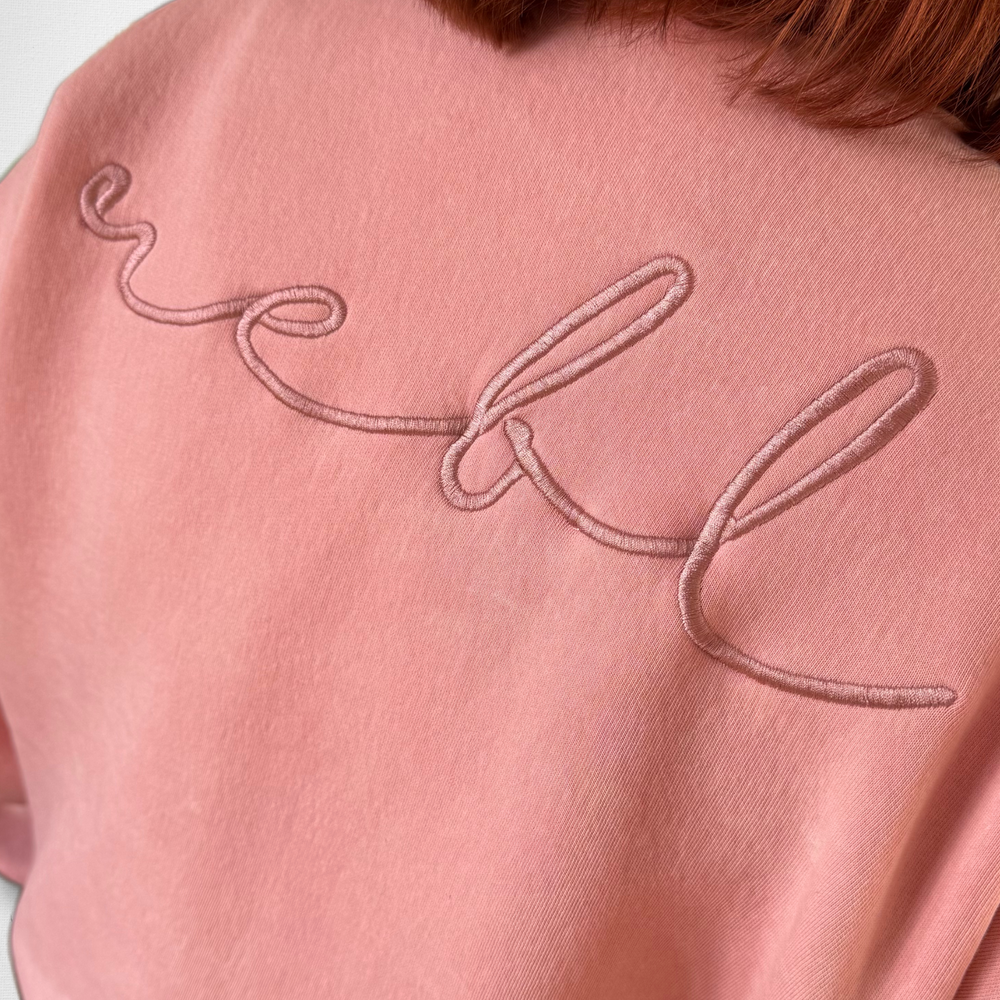 r.e.b.l Signature Luxe Washed Apricot Pink Sweatshirt