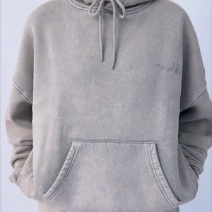 r.e.b.l Signature Cool Grey Acid Wash Luxe Hoodie