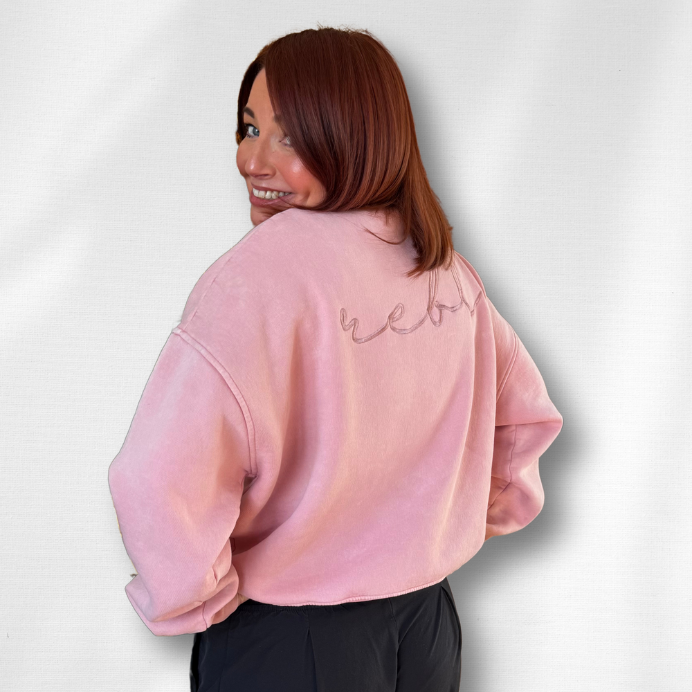 r.e.b.l Signature Luxe Washed Apricot Pink Sweatshirt