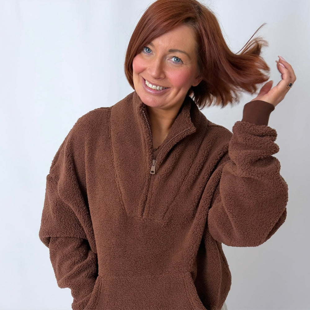 r.e.b.l Teddy Quarter Zip - Tiramisu