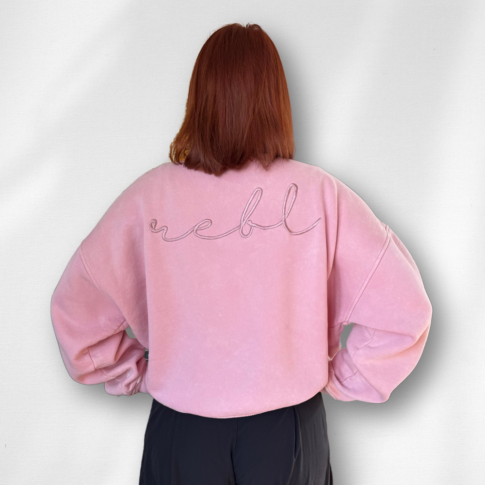 r.e.b.l Signature Luxe Washed Apricot Pink Sweatshirt