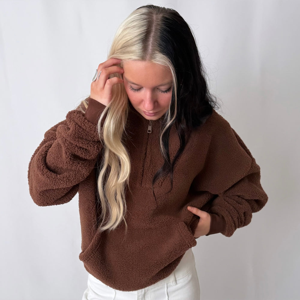 r.e.b.l Teddy Quarter Zip - Tiramisu