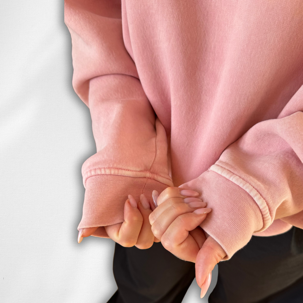 r.e.b.l Signature Luxe Washed Apricot Pink Sweatshirt