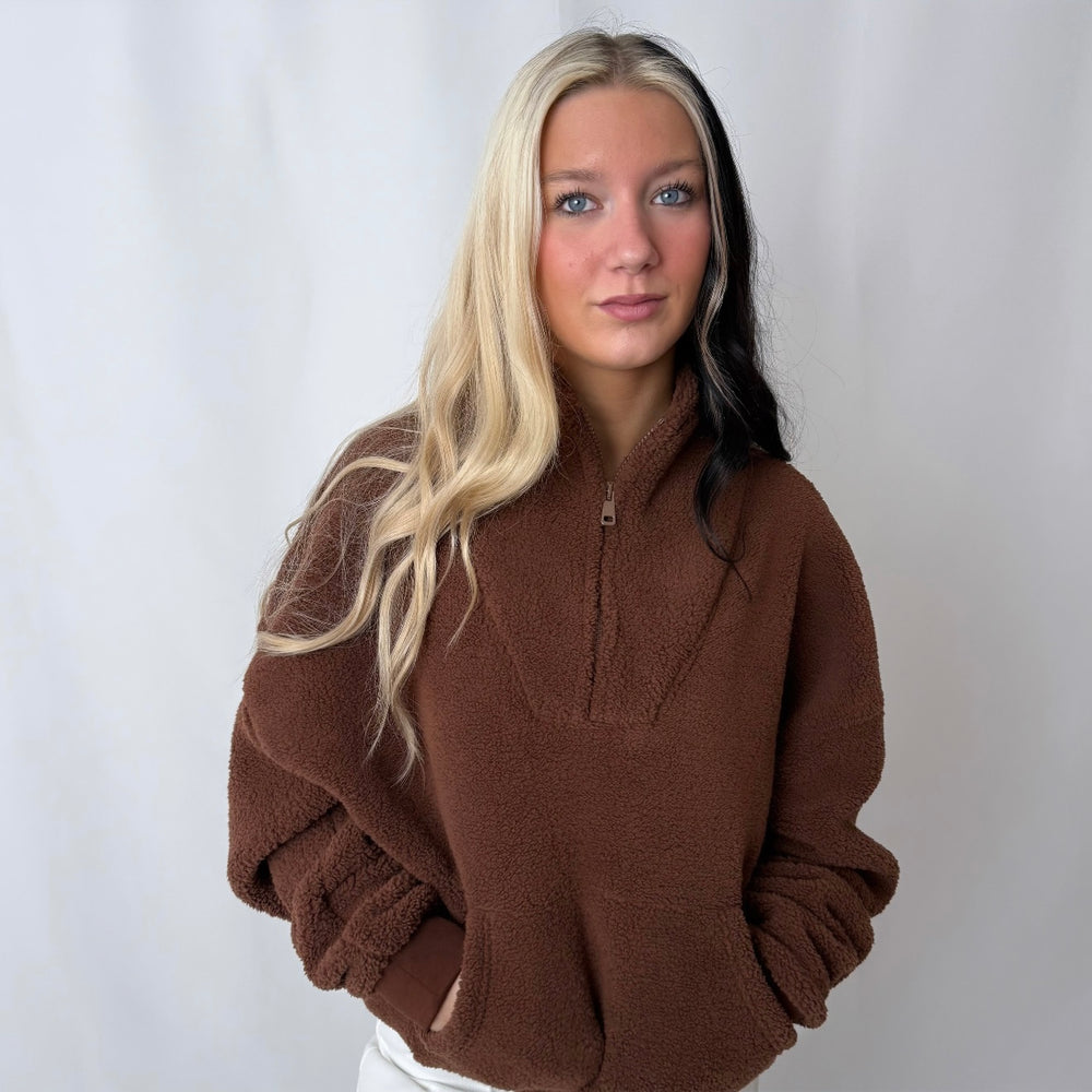 r.e.b.l Teddy Quarter Zip - Tiramisu