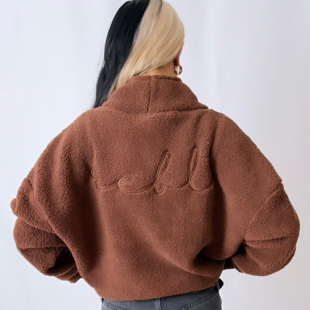r.e.b.l Teddy Quarter Zip - Tiramisu