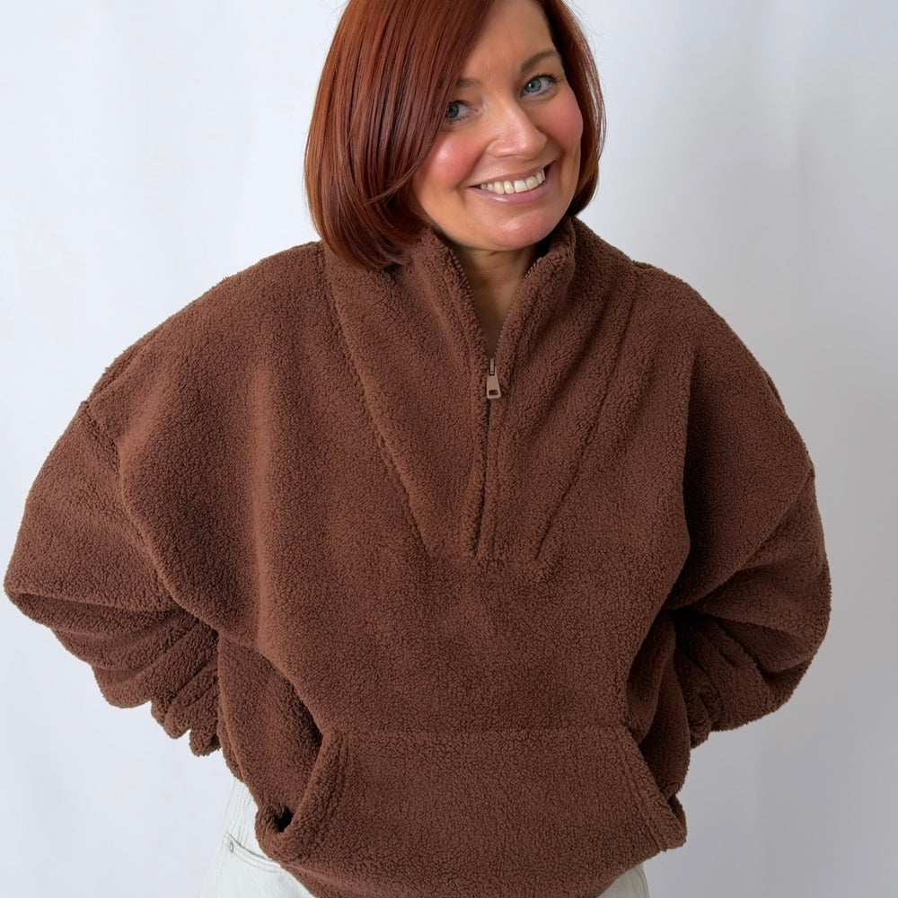 r.e.b.l Teddy Quarter Zip - Tiramisu