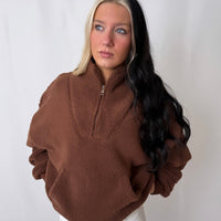 Load image into Gallery viewer, r.e.b.l Teddy Quarter Zip - Tiramisu
