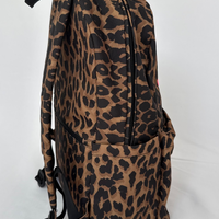 Load image into Gallery viewer, REBL Leopard Backpack with Matt Fluorescent Pink Embroidered Logo

