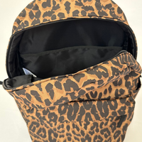 Load image into Gallery viewer, REBL Leopard Backpack with Matt Fluorescent Pink Embroidered Logo
