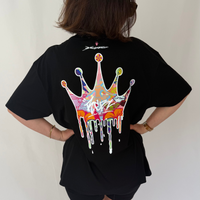Load image into Gallery viewer, r.e.b.l Black Full Length 'Crown Me' Szabotage Collab Boxy Full Length T-Shirt
