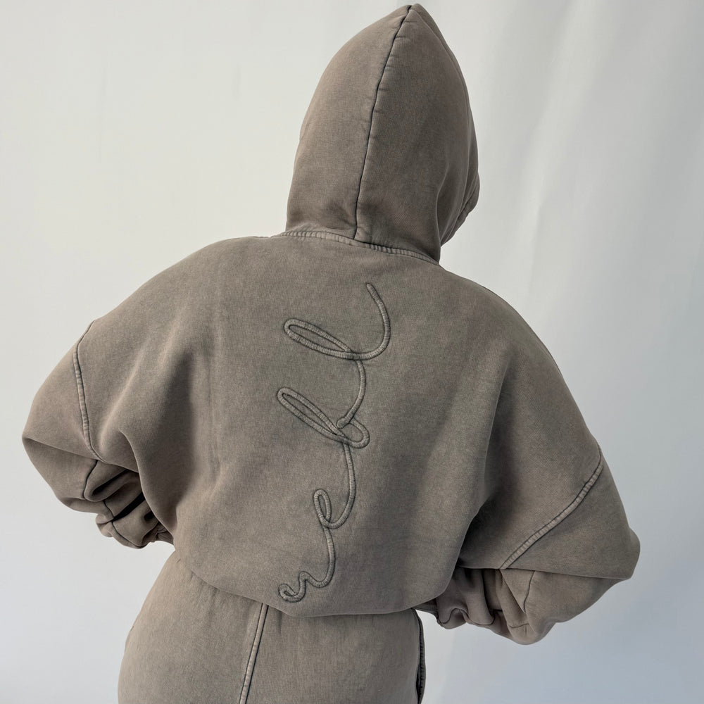 r.e.b.l Signature Cool Grey Acid Wash Luxe Hoodie