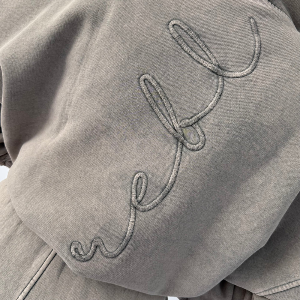 r.e.b.l Signature Cool Grey Acid Wash Luxe Hoodie