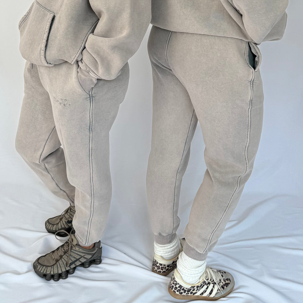r.e.b.l Signature Cool Grey Acid Wash Joggers