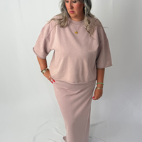 Load image into Gallery viewer, r.e.b.l Loop Back Cotton Long Skirt in Washed Elderberry

