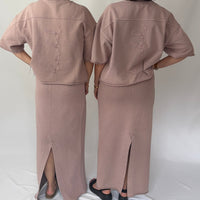 Load image into Gallery viewer, r.e.b.l Loop Back Cotton Long Skirt in Washed Elderberry
