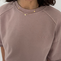 Load image into Gallery viewer, r.e.b.l Loop Back Cotton Sweatshirt in Washed Elderberry
