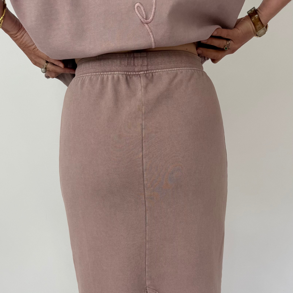 r.e.b.l Loop Back Cotton Long Skirt in Washed Elderberry