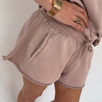 Load image into Gallery viewer, r.e.b.l Loop Back Cotton Shorts in Washed Elderberry
