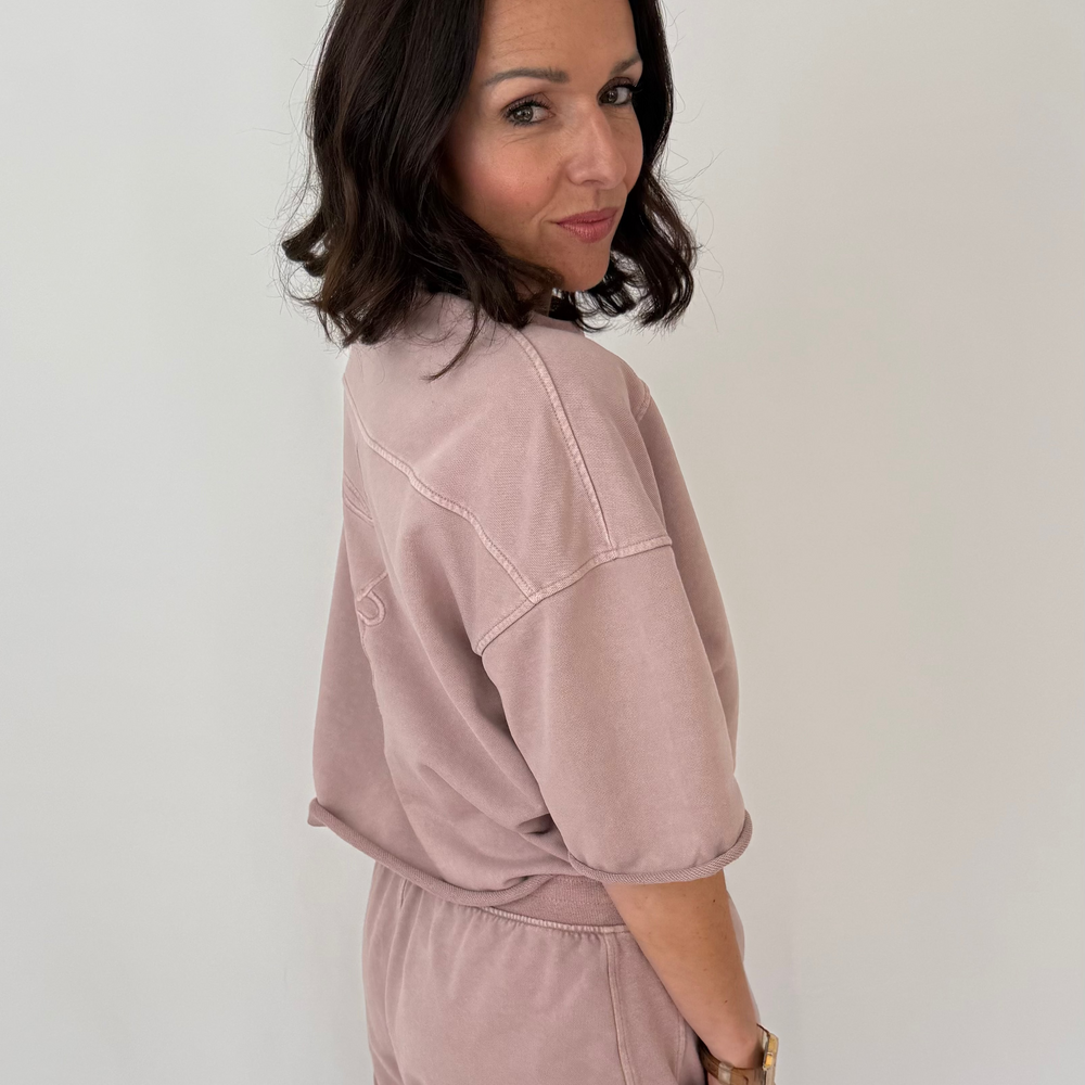 r.e.b.l Loop Back Cotton Sweatshirt in Washed Elderberry
