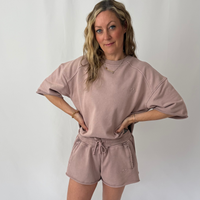 Load image into Gallery viewer, r.e.b.l Loop Back Cotton Sweatshirt in Washed Elderberry
