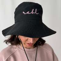 Load image into Gallery viewer, REBL 'OG Elderberry Logo' Bucket Hat in Black
