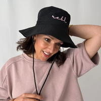 Load image into Gallery viewer, REBL 'OG Elderberry Logo' Bucket Hat in Black
