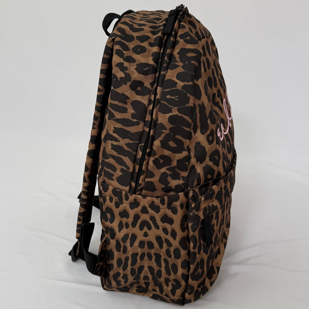 REBL Leopard Backpack with Elderberry Embroidered Logo