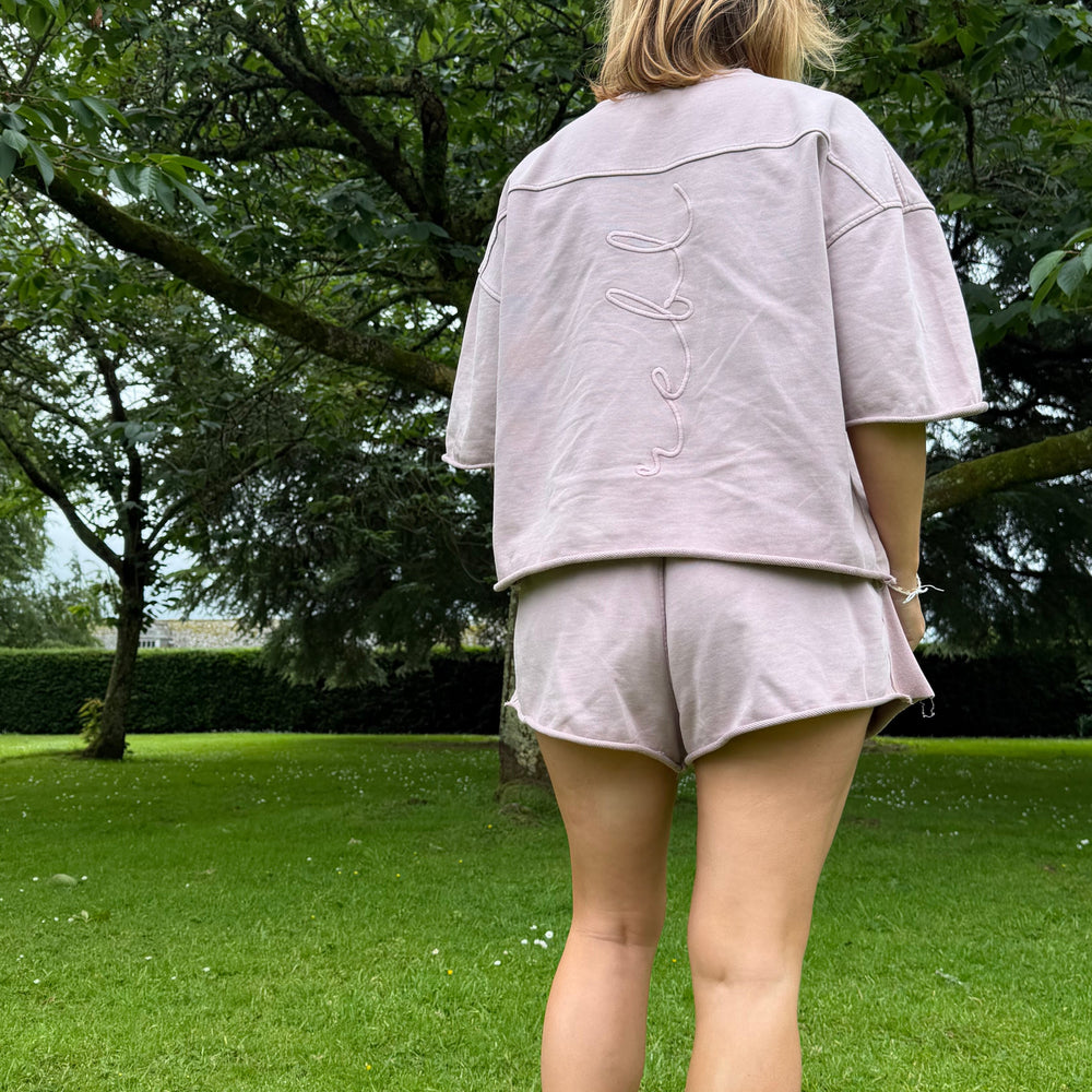 r.e.b.l Loop Back Cotton Shorts in Washed Elderberry