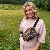 Load image into Gallery viewer, REBL Leopard Crossbody Bag with Elderberry Embroidered Logo
