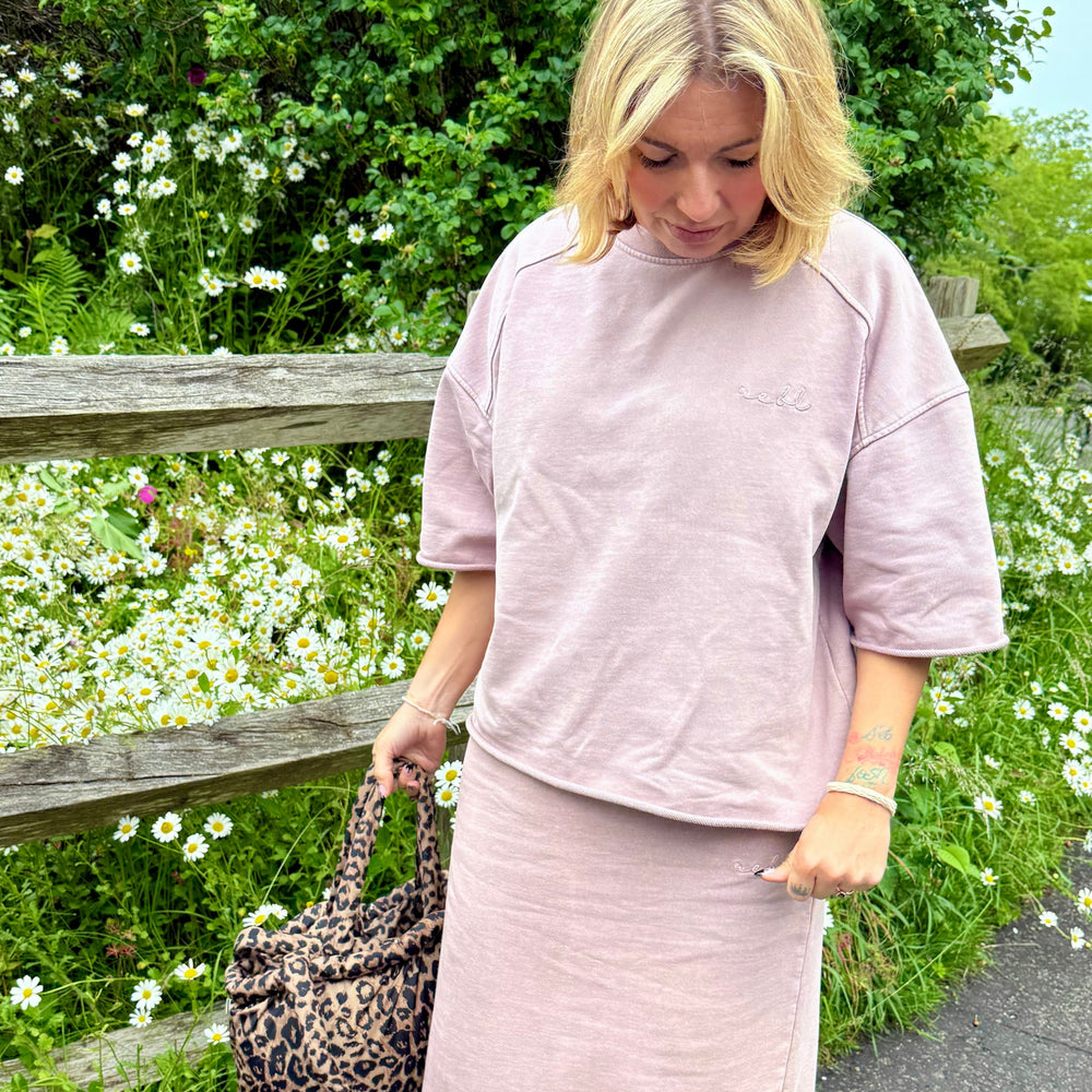 r.e.b.l Loop Back Cotton Sweatshirt in Washed Elderberry