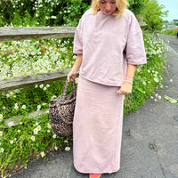 Load image into Gallery viewer, r.e.b.l Loop Back Cotton Long Skirt in Washed Elderberry
