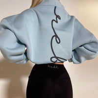Load image into Gallery viewer, r.e.b.l Signature Icy Sky Blue Luxe Quarter Zip Pullover
