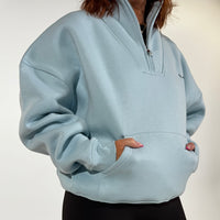 Load image into Gallery viewer, r.e.b.l Signature Icy Sky Blue Luxe Quarter Zip Pullover

