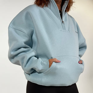 r.e.b.l Signature Icy Sky Blue Luxe Quarter Zip Pullover