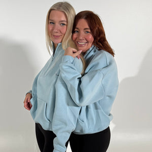r.e.b.l Signature Icy Sky Blue Luxe Quarter Zip Pullover